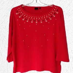 Rafaella Plus-Size Stone Embellished Top 3X